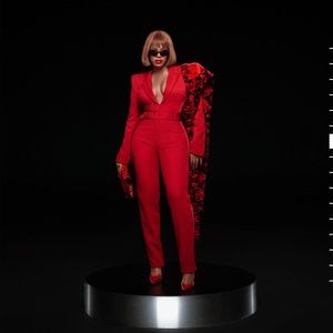 Long sleeve cotton-blend Ivy park  jumpsuit in red.